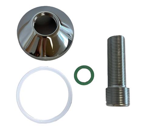 Tilslutningsstykke ½"x ¾" x 80mm, rødgods (forniklet) - ¾" roset