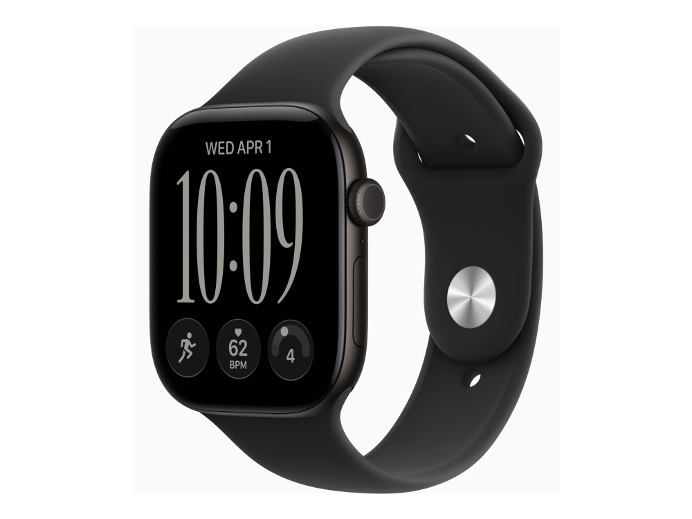 Apple Watch Series 12 (GPS + Cellular) - 46 mm - svart aluminium - smart klocka med sportband - gummi - svart - band: S/M - 64 GB - Bluetooth, LTE, Wi-Fi 4, UWB - 5G - 38.6 g