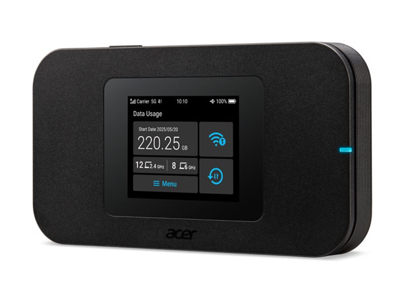 Acer Connect Enduro M4d, Wi-Fi 6 (802.11Ax), Dual-Band (2,4 Ghz/5 Ghz), Ethernet/Lan, 5G, Schwarz, Tragbarer Router