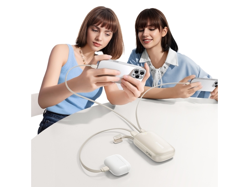 Baseus EnerFill FC21 Qpow 3 Ultra 10000mAh 22.5W Powerbank with attached cable lanyard - beige - 10000 mAh