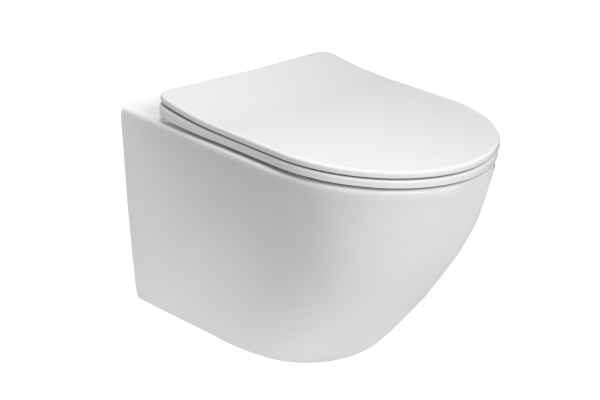 BLUE LABEL Hav hængeskål med Soft Close toiletsæde og Spinflush skylleteknik - 490 x 360 mm x 180 mm boltafstand - Mat Hvid