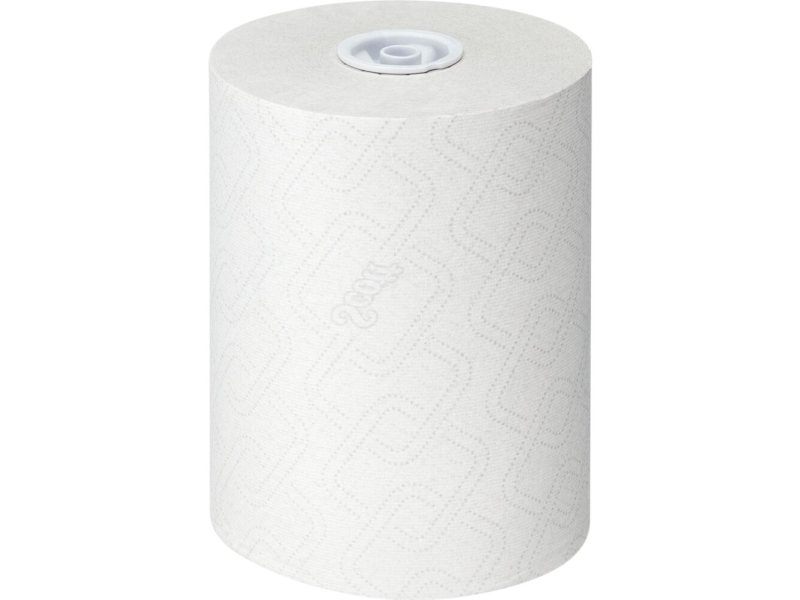 Håndklæderulle, Kimberly-Clark Scott, 1-lags, 190m x 19,8cm, hvid, blandingsfibre