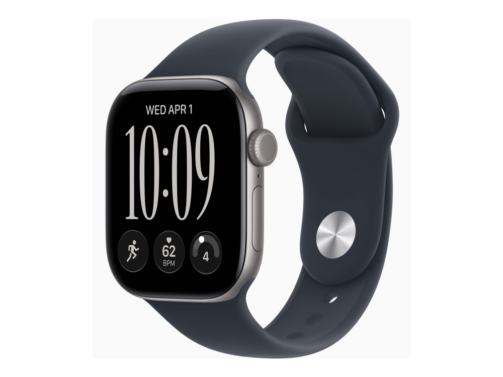 Apple Watch Series 12 (GPS + Cellular) - 42 mm - rymdgr&aring; aluminium - smart klocka med sportband - gummi - marinbl&aring; - band: S/M - 64 GB - Bluetooth, Wi-Fi 4, UWB, LTE - 5G - 31.5 g