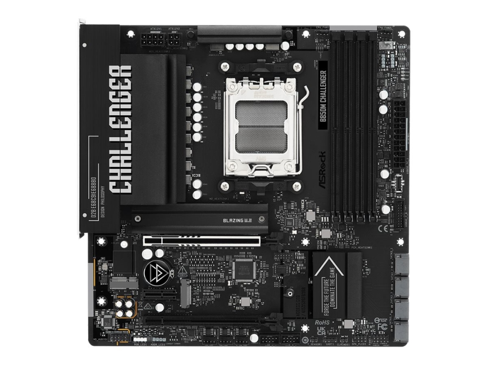 ASRock B850M Challenger - Moderkort - micro ATX - Socket AM5 - AMD B850 Chipuppsättning - USB-C 3.2 Gen 1, USB 3.2 Gen 1 - 2.5 Gigabit LAN - inbyggda grafiken (CPU krävs) - HD-ljud (8 kanaler)