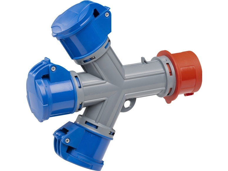 CEE Kompaktforgrener indgang 1x400V 5-polet, udgang 3x230V 3-polet. 16A IP44 IK8