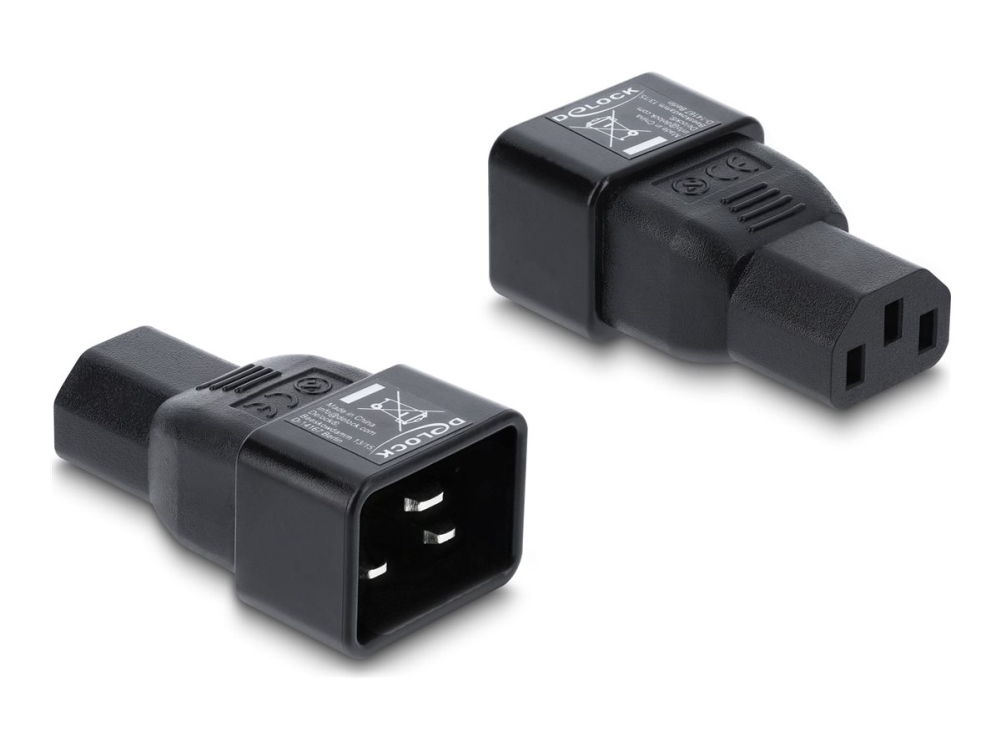 Delock - Strømforsyningsadapter - Iec 60320 C20 Til Power Iec 60320 C13 - 250 V - 10 A - Sort