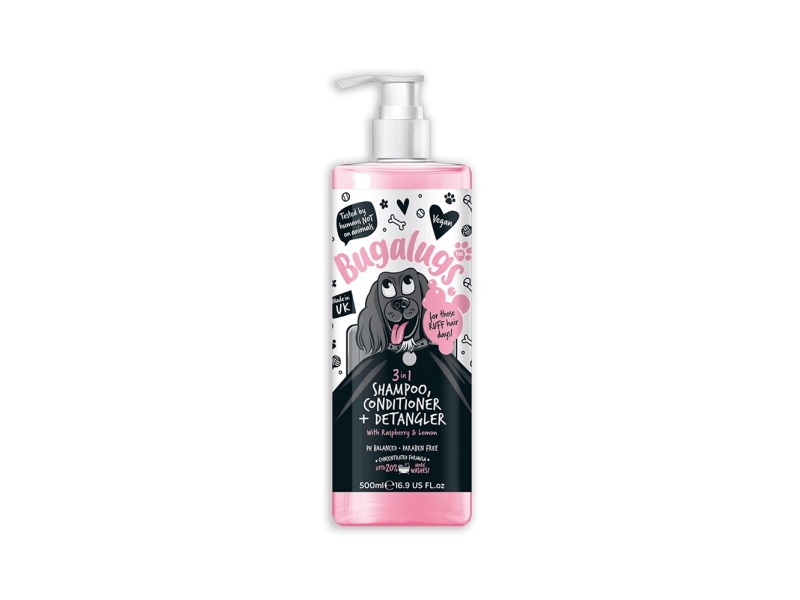 Bugalugs 3-i-1 Shampoo til filtret pels med Hindbær og Citron (500ml)