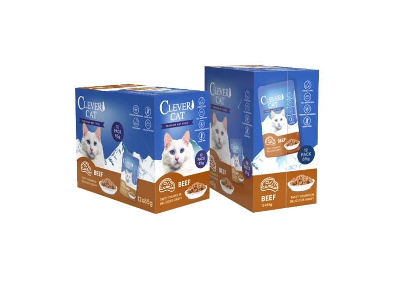 Clever Cat pouches 12-pak oksekød