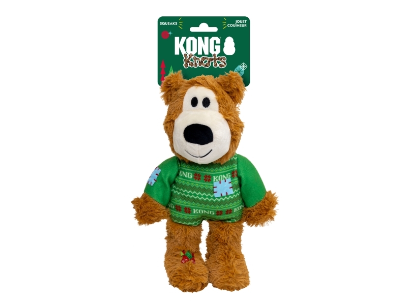 Kong Holiday Wild Knots Sweater Bear Leksak Grön M/L