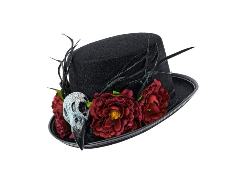 Voodoo Hat Med Kranie Og Blomster