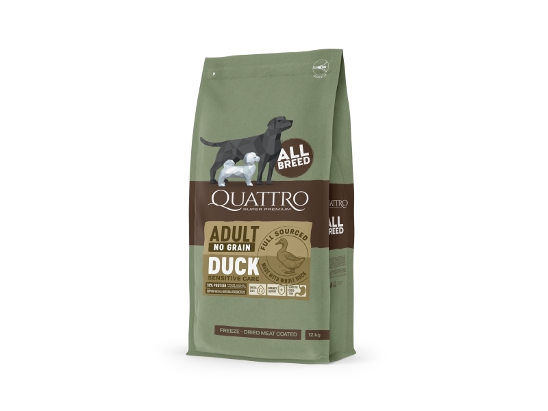 Quattro Super Premium No Grain All Breed Adult, Duck 3Kg