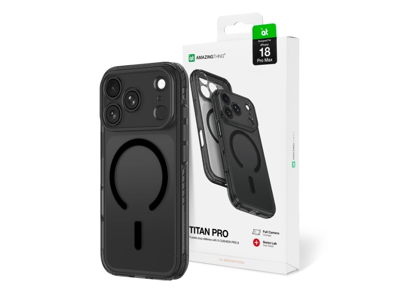 Amazingthing Titan Pro Lens Case For Iphone 18 Pro Max With Camera Cover And Lanyard Mount, Compatible With Magsafe - Black