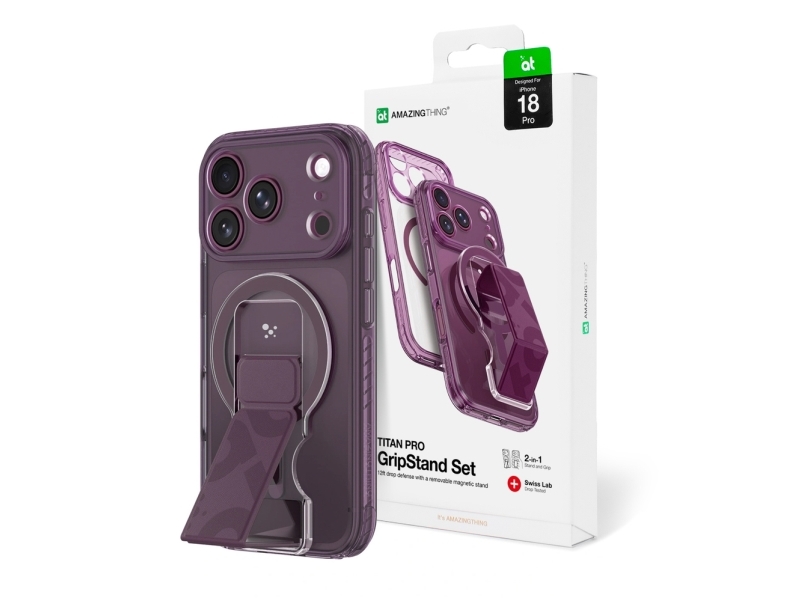 Amazingthing Titan Pro Lens Stand Set For Iphone 18 Pro With Magnetic Holder And Stand, Compatible With Magsafe - Purple