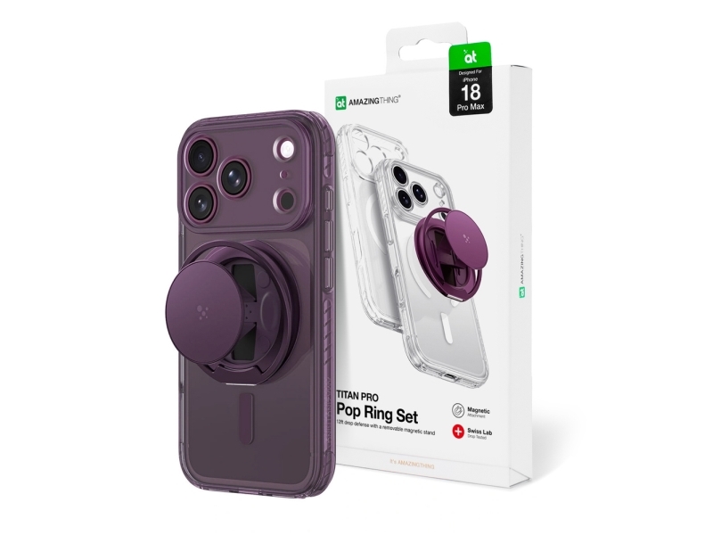 Amazingthing Titan Pro Pop Lens Case For Iphone 18 Pro Max With Camera Cover, Holder And Stand, Magsafe Compatible - Purple