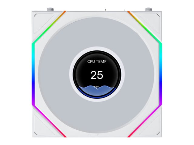 Lian Li Uni Fan Tl Lcd Flex Gehäuselüfter 120 Mm Kabelloses Argb Reverse Weiß