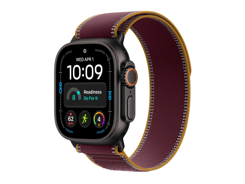 Apple Watch Ultra 4 Smartwatch 49 Mm Schwarzes Titan, Bordeaux Trail Loop M/L