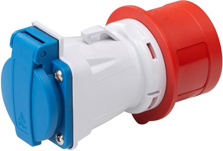CEE adaptor / overgang. 16A 5 pol stikprop/DK-udtag 2 pol+jord.