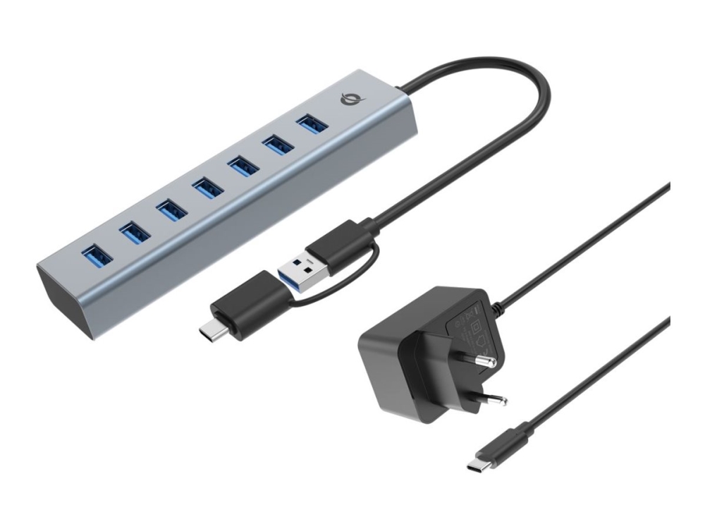 Conceptronic Hubbies21gp 7-Port-Usb 3.0-Hub Mit Netzteil, 5Gbps, Usb-A X 7, Usb 3.2 Gen 1 (3.1 Gen 1) Type-A, Usb 3.2 Gen 1 (3.1 Gen 1) Type-A, 5000