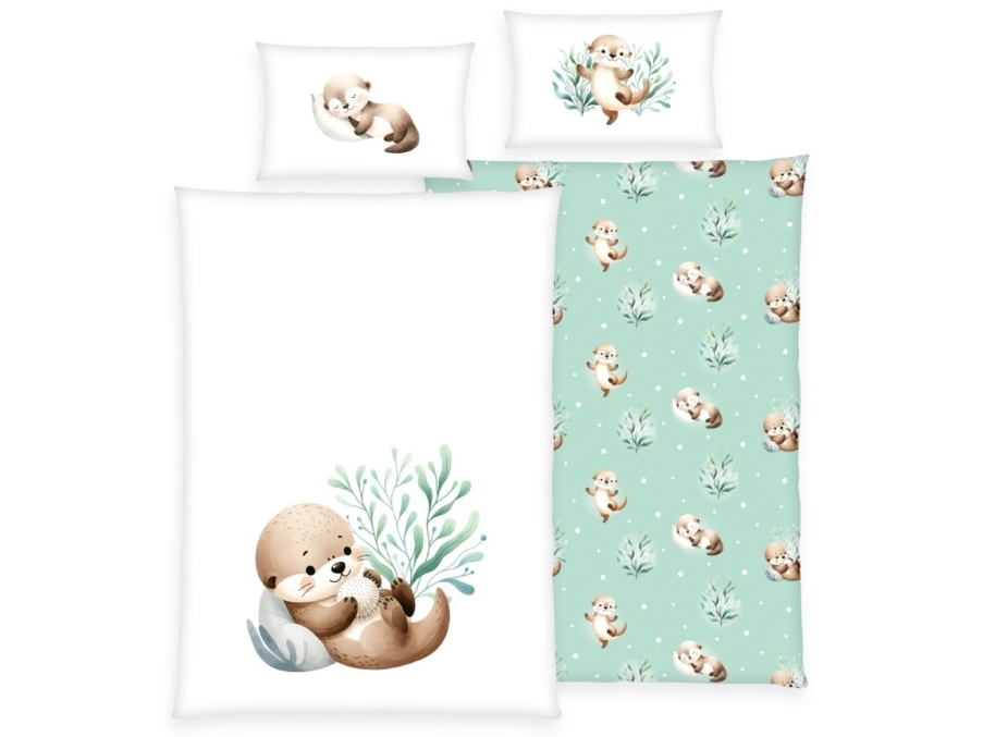 Snuffle Odder Bettwäsche 100 X 135 Cm – 100 Prozent Baumwolle – Green By Oeko-Tex