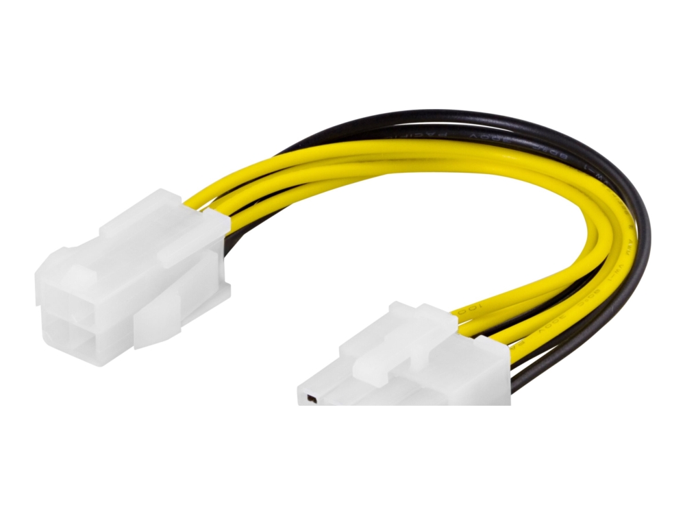 Deltaco – Netzteiladapter – 4-Poliger Atx12v-Anschluss (Buchse) Auf 8-Poligen +12V-Anschluss (Stecker) – 10 Cm – Schwarz, Weiß, Gelb