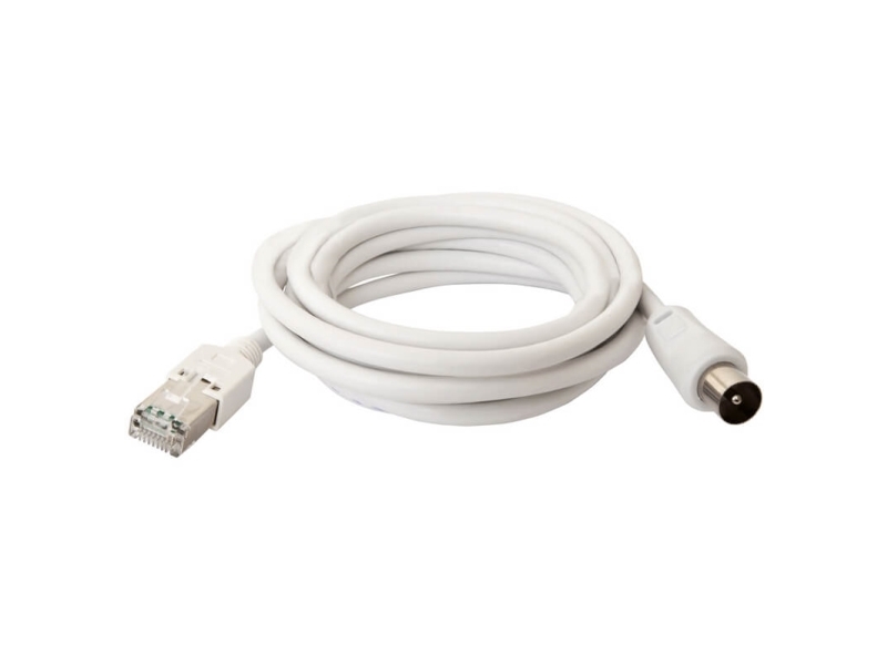 Coax Kabel Coax Han - RJ45 (8P8C) Han 2.00 m Hvid