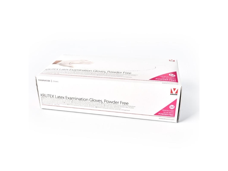 Krutex Latex Exam Gloves, M, Pf 100/Pk
