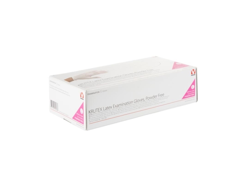 Krutex Latex Exam Gloves, L, Pf, 100/Pk