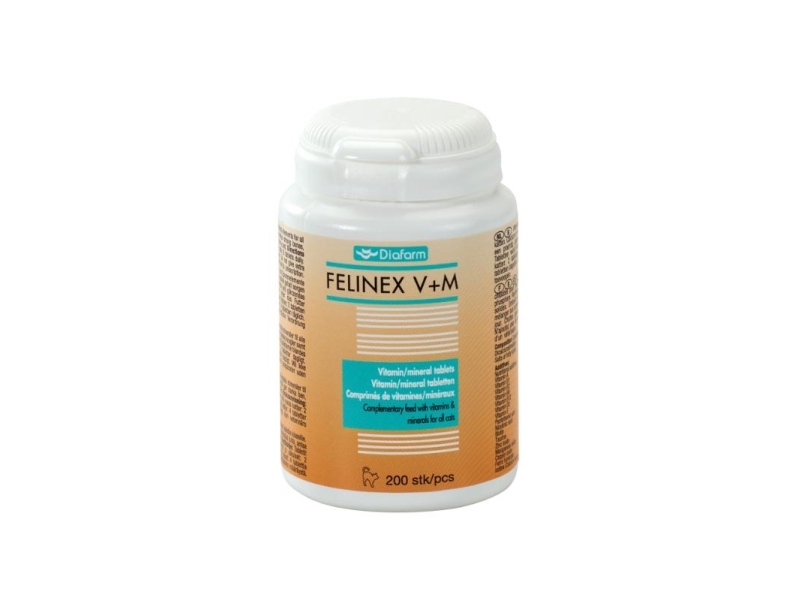 Diafarm Felinex vitaminer/mineraler t/kat, 200 stk