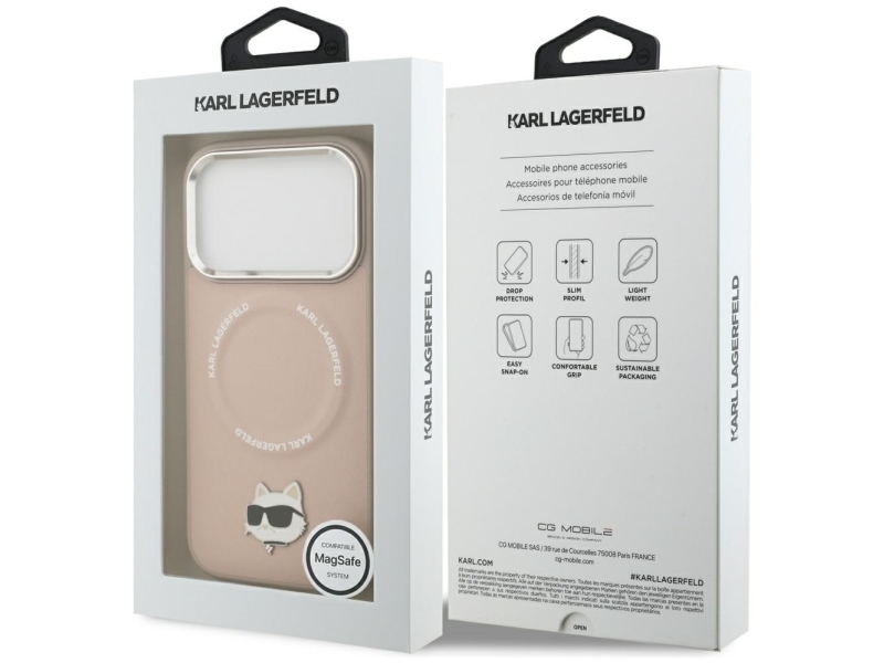 Karl Lagerfeld Choupette Pin Magsafe Case For Iphone 17 Pro - Pink