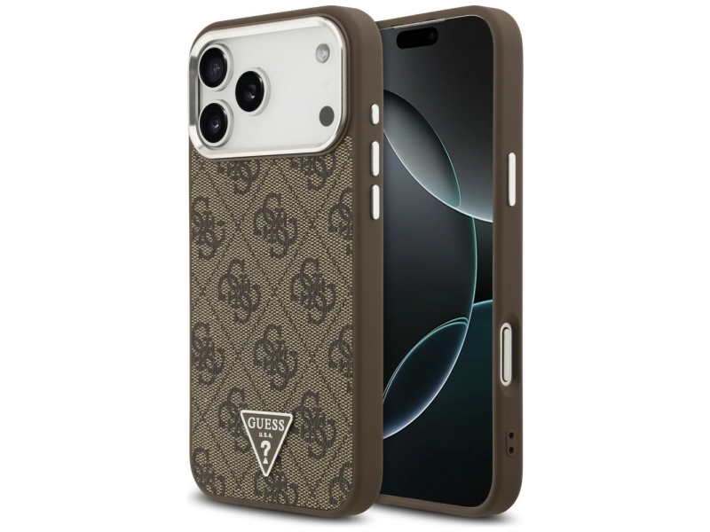 Guess 4G Triangle Logo Magsafe Case For Iphone 18 Pro Max / 17 Pro Max - Brown &Amp Silver