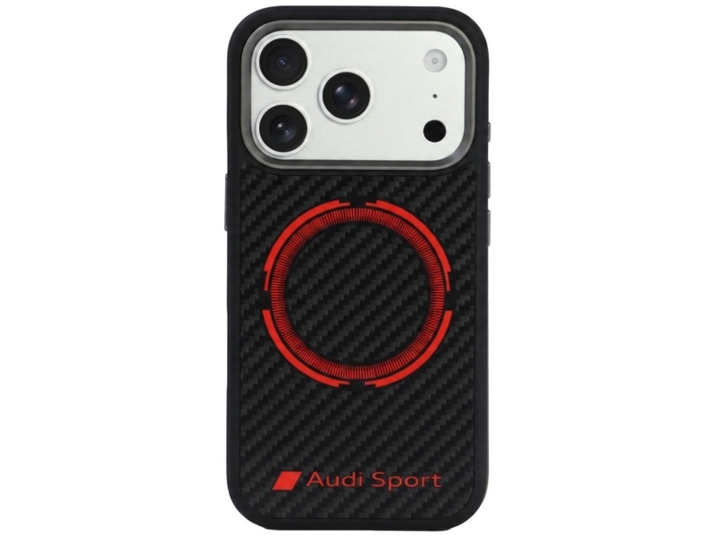 Audi Rsq Carbon Fiber Sport Red Circle Magsafe Case For Iphone 18 Pro / 17 Pro - Black