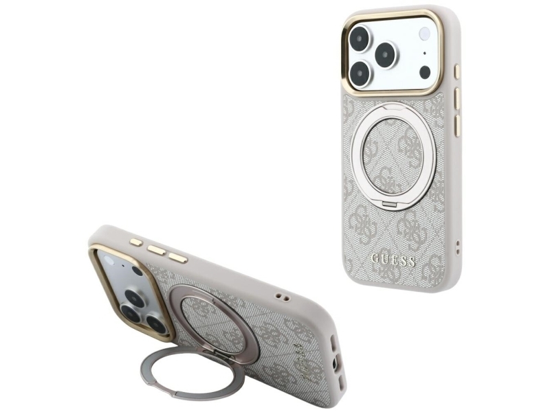 Guess Ring Stand 360 4G Classic Logo Magsafe Case For Iphone 18 Pro / 17 Pro - Pink
