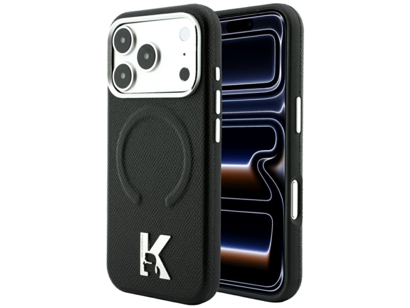 Karl Lagerfeld Grained Embossed Ring &Amp Kameo Logo Magsafe Case For Iphone 18 Pro / 17 Pro - Black