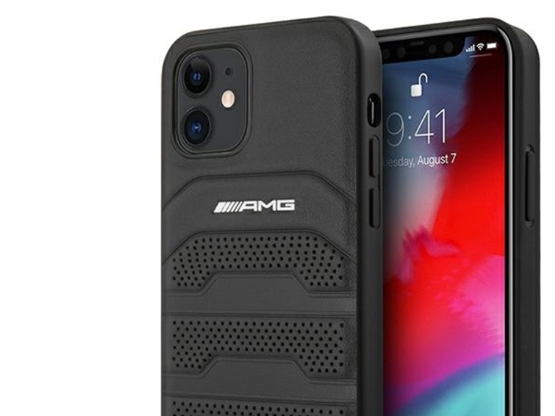 Amg Amhcp12sgsebk Iphone 12 Mini 5,4" Schwarze Hardcase-Leder, Erhabene Linien