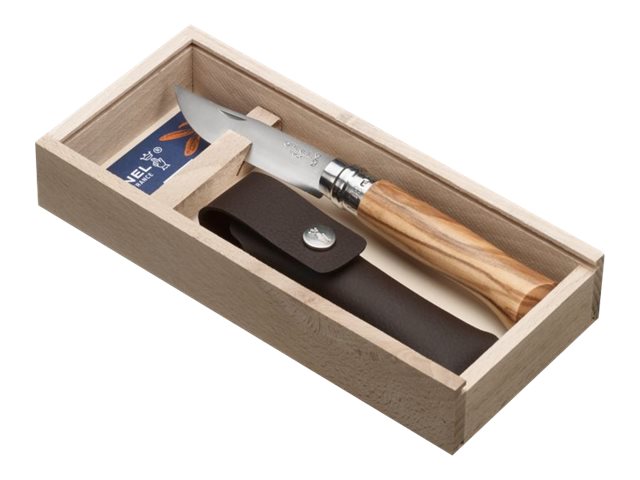 Opinel 001004, Messer Mit Feststellklinge, Camper/Scout, Clippunkt, Edelstahl, Holz, Grau, Holz