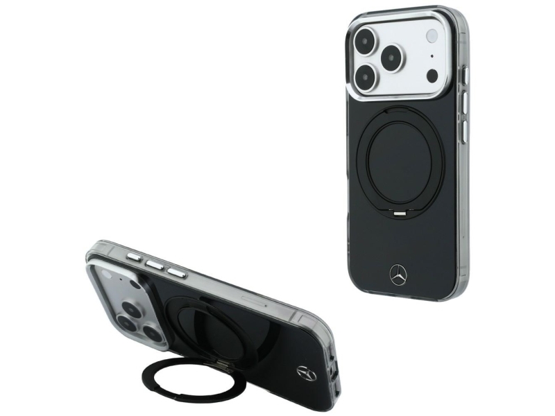 Mercedes Ring Stand Iconic Logo Magsafe Case For Iphone 18 Pro / 17 Pro - Black