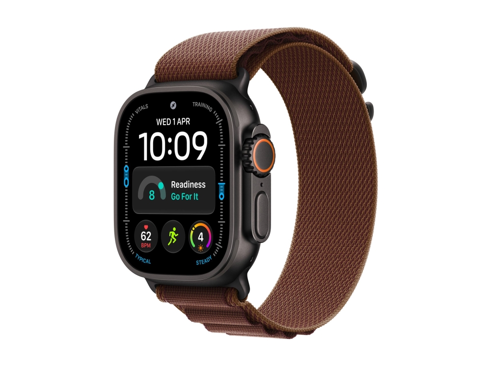 Apple Watch Ultra 4 - 49 mm - svart titan - Ja smart klocka med Alpine Loop - burgundy - band: M - 64 GB - LTE, Wi-Fi 4, UWB, Bluetooth, NFC - 5G - 63.1 g