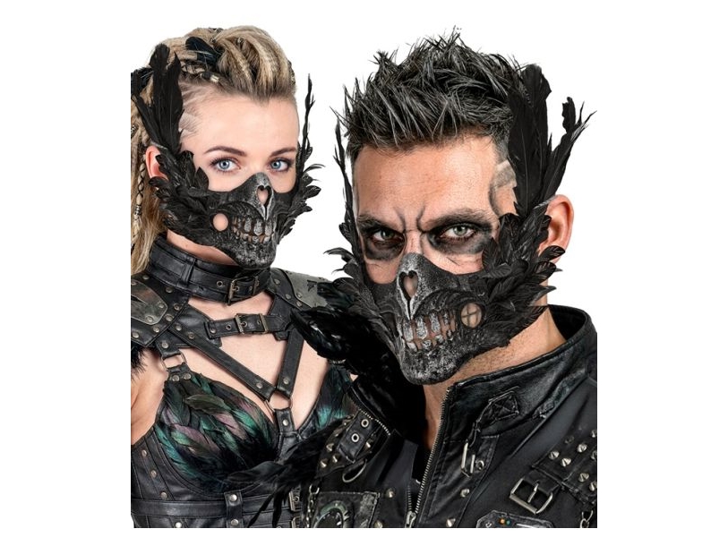 Schädel-Kiefer-Maske Mit Federn