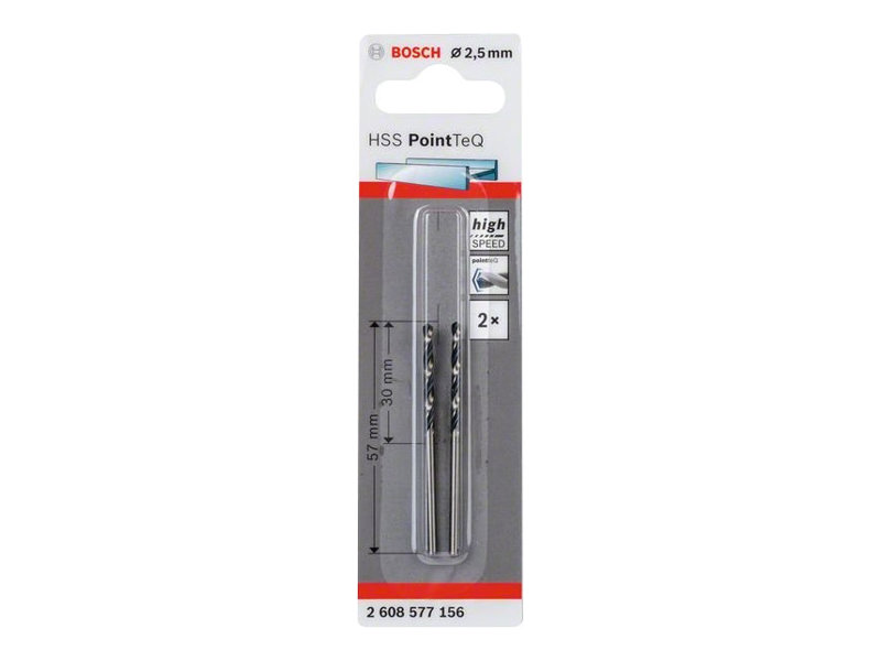 Bosch PointTeQ - Borebit - for metal - twist-bit - 2 stykker - 2.5 mm - længde: 57 mm