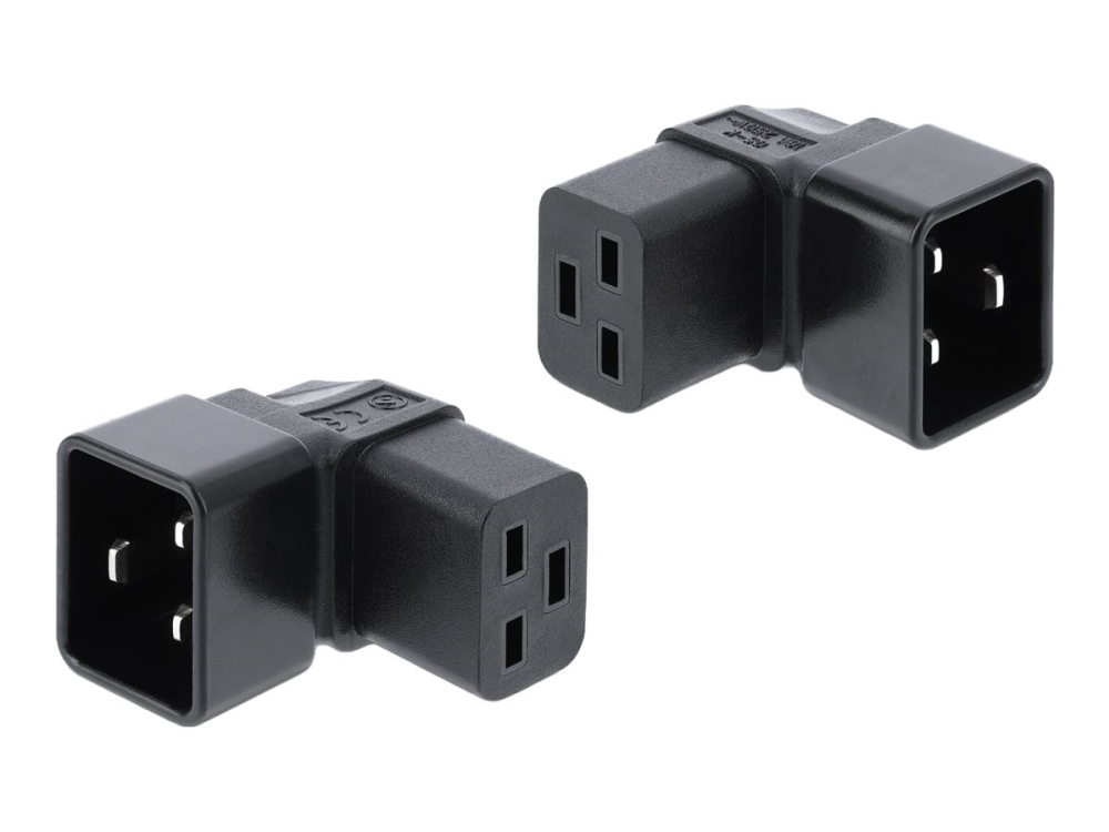Delock Netzadapter Iec 60320 - C20 Auf C19, Stecker / Buchse, 16 A, 90° Gewinkelt, 1 X 3 Pin Iec 60320 C20, 1 X 3 Pin Iec 60320 C19, Schwarz