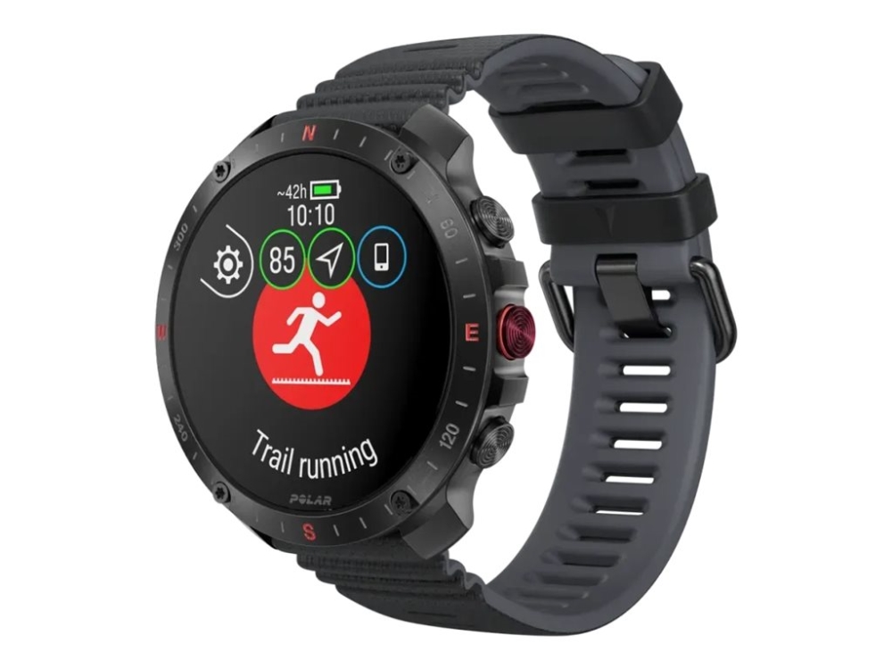 Polar Grit X2 Pro - Rostfritt st&aring;l - Ja sportklocka med band - silikon - display 1.39 - 32 GB - Bluetooth LE - 79 g  - nattsvart