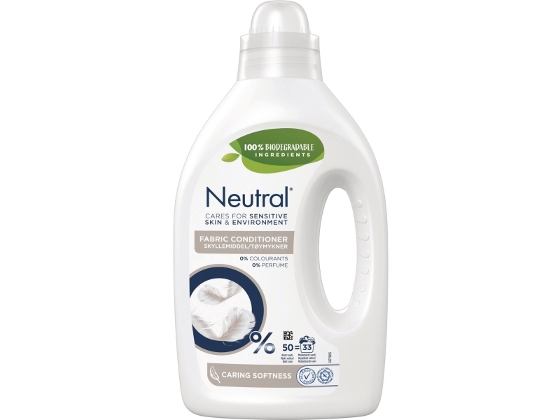 Tøjvask Skyllemiddel Neutral Koncentreret uden Farve/Parfume 1ltr,6 fl x 1 ltr/krt