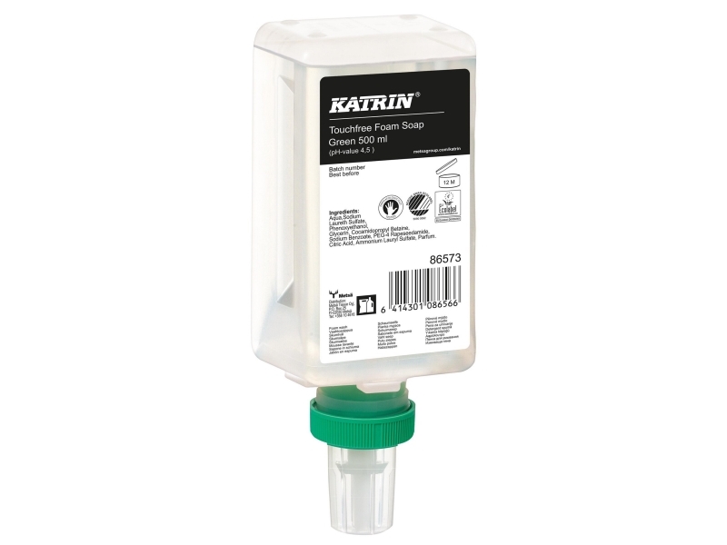 Sæbe Katrin Skum Fresh 500ml Touchfree Klar,12 fl x 500 ml/krt