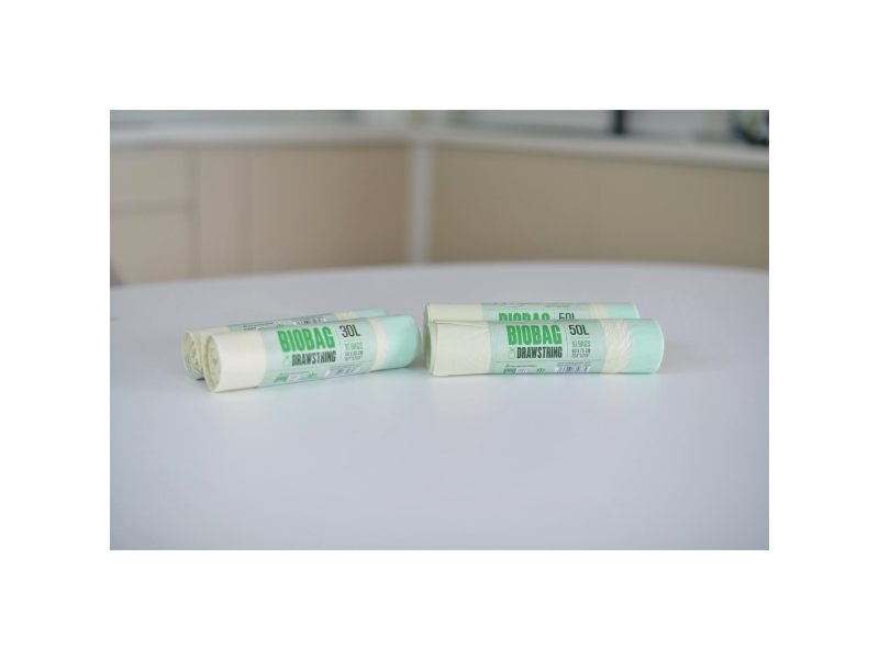 Staples affaldssække med snører til kompost BioBag 30L (10 stk. ruller) 25mkr. 50x60 cm grøn 7035961810828