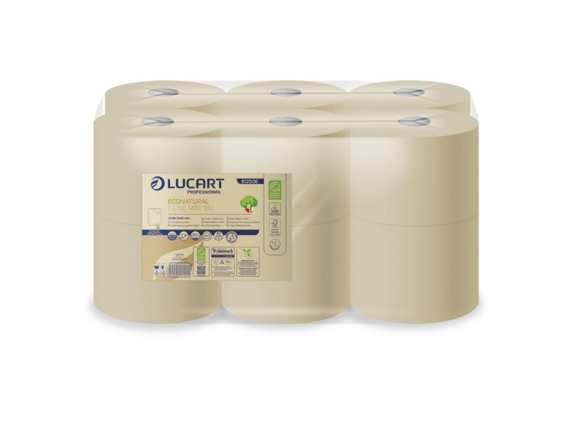 Lucart EcoNatural L-ONE MINI 180 centrefeed toiletpapir, 2-lags, 180 m (12 ruller)