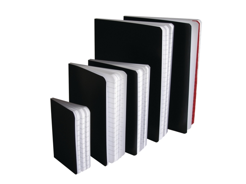 Notesbog, A5, 72 blade, 60 g/m2, Linjeret, Sort