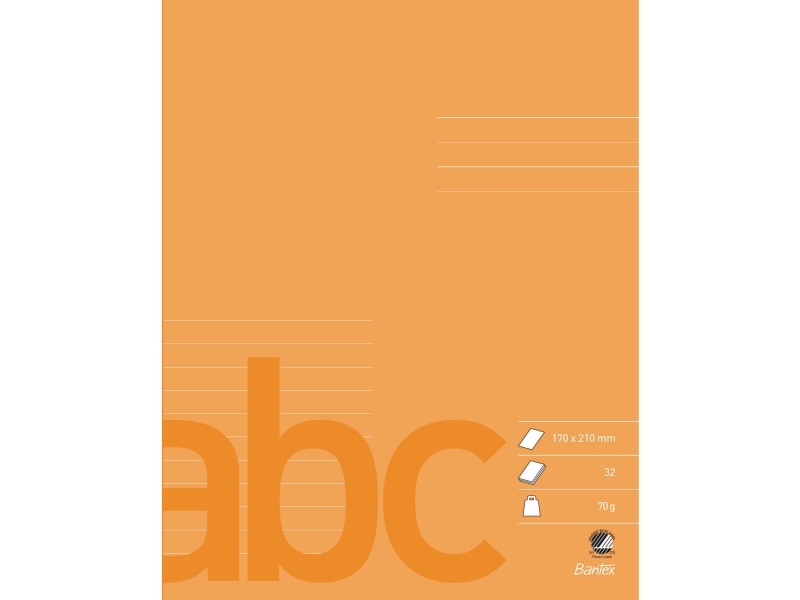 Skrivehæfte Bantex, 17 x 21 cm, 1/2 blank, 1/2 linjeret(8,5 mm), orange, 20 stk.