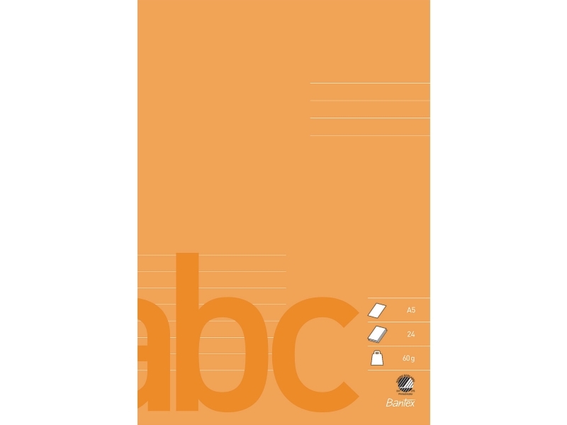 Skrivehæfte Bantex, A5, 11 linjer på 1/2 side (8 mm), orange, 25 stk.