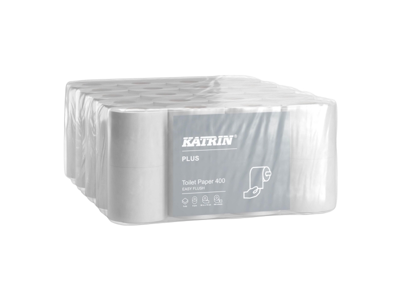 Toiletpapir Katrin Plus Easy Flush 2-lags Ø11.5cm L50mxB10cm Nyfiber Hvid - (5 pakker x 8 ruller)