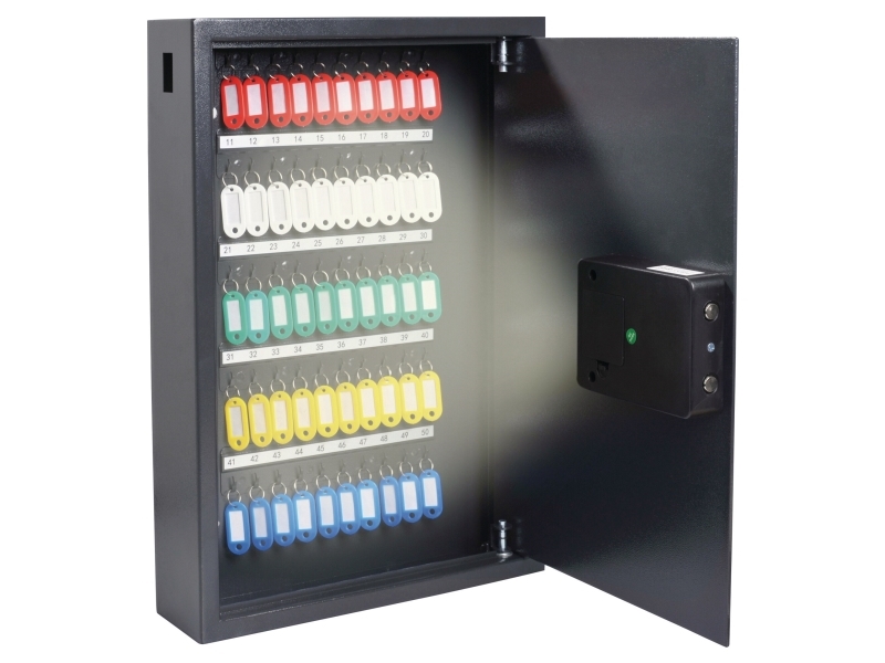 pavo High Security Smart-WiFi 8025367 Schlüsseltresor grau mit 50 Haken, Fingerabdruck, WiFi, Zahlencode, 38,0 x 10,0 x 55,0 cm, 1 St. (8025367)